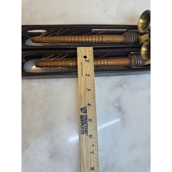 Vintage Draper Tru-Mold Wood Industrial Weaving Shuttle Candle Sconce Set - Picture 11 of 11